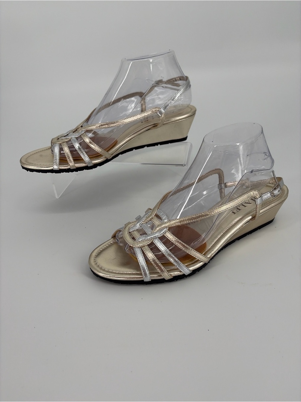 Amalfi Metallic Gold Strappy Wedge Sandals